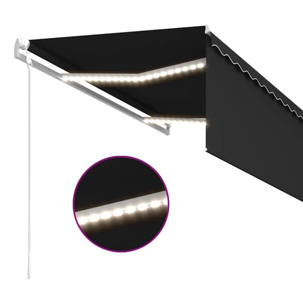 Automatisk markis vindsensor rullgardin LED 3,5x2,5m antracit