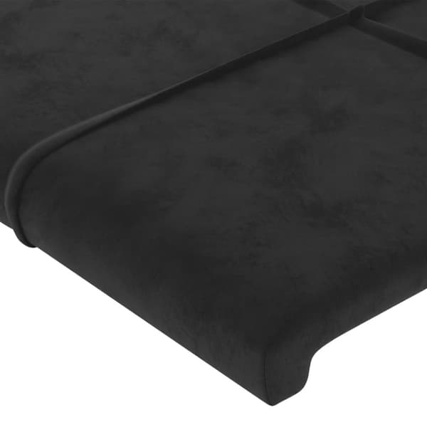 Sänggavel LED svart 83x16x118/128 cm sammet