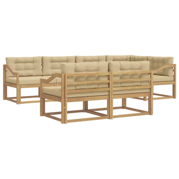 Utomhussoffset med kudde 6 pcs Vit och Beige Polyester
