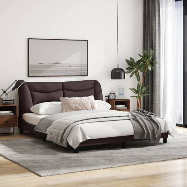 Bed Frame without Mattress "Hvar" Dark Brown 160x200 cm Fabric