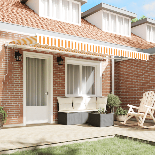 Utfällbar markis Gul 350 x 200 cm tyg
