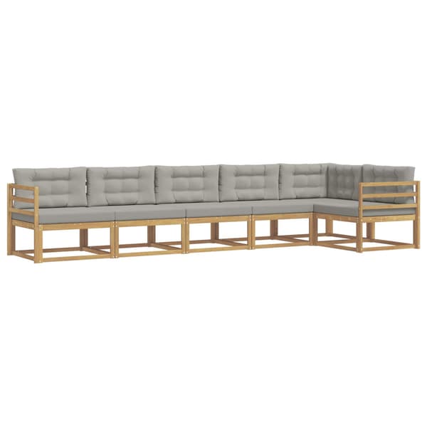 Utomhussoffset med kudde 4 pcs Vit och ljusgrå Polyester