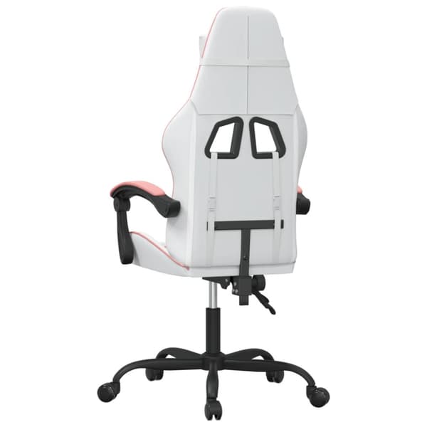 Gamingstol vit och rosa konstläder