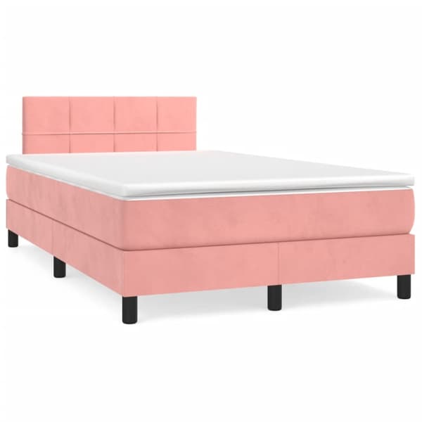 Ramsäng med madrass rosa 120x190 cm sammet