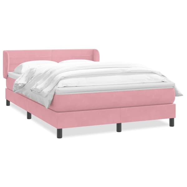 Ramsäng med madrass rosa 160x210 cm sammet