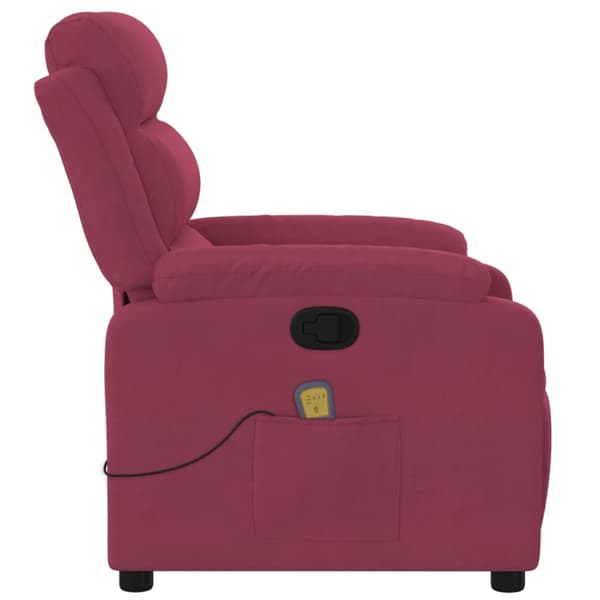 Massagefåtölj vinröd sammet