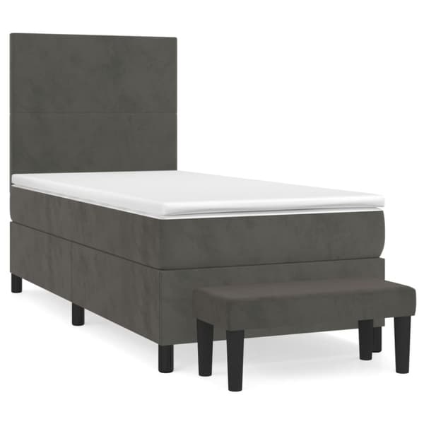 Ramsäng med madrass mörkgrå 90x190 cm sammet