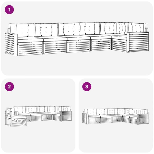 Utomhussoffset 6 pcs Vit och grädde 410 x 172,5 x 73 cm