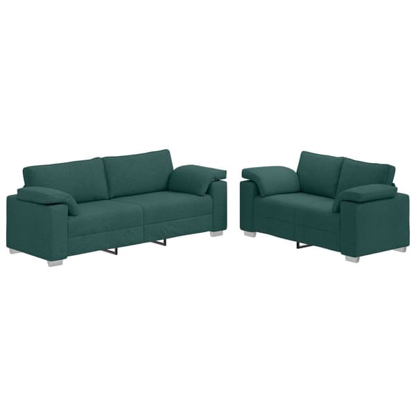Soffa 2 pcs Mörkgrön 219 x 80 x 82 cm tyg