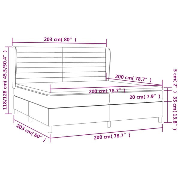 Ramsäng med madrass gräddvit 200x200 cm tyg