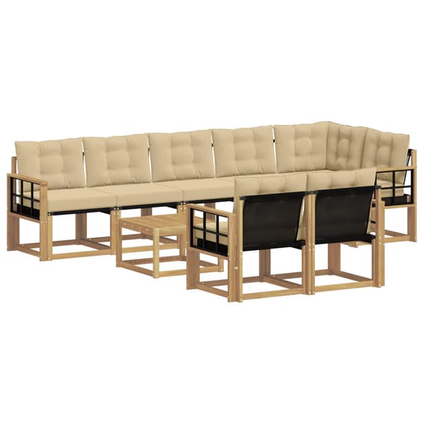 Utomhussoffset med kudde 9 pcs Vit och Beige