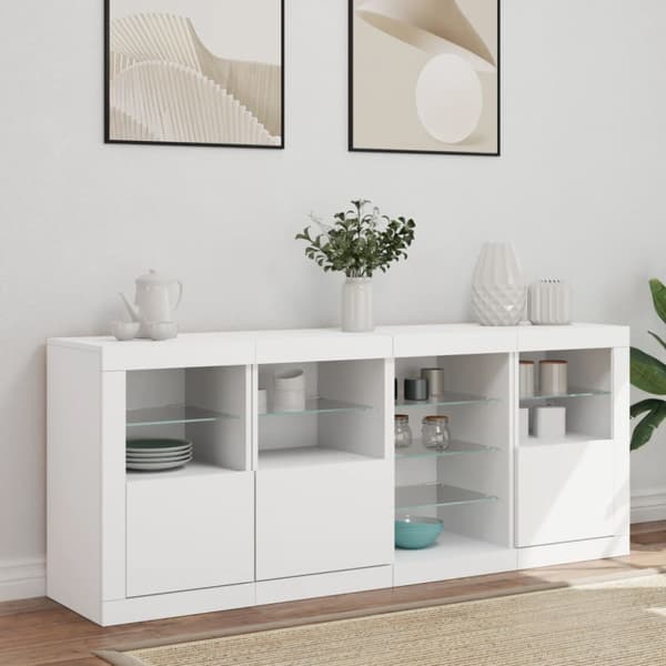 Skänk med LED-belysning vit 164x37x67 cm
