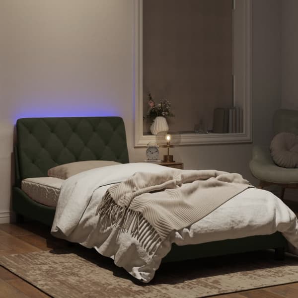Bed Frame with LED without Mattress Light Grey 100x200 cm Velvet