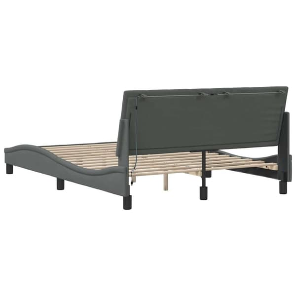 Bed Frame without Mattress "Hanko" Dark Grey 140x190cm Fabric