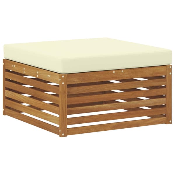 Utomhussoffset med kudde 5 pcs Naturlig och Grädde Polyester
