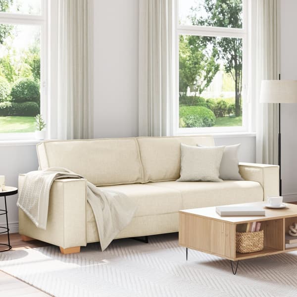 3-Sits soffa Beige 220 cm Linnenblandad tyg