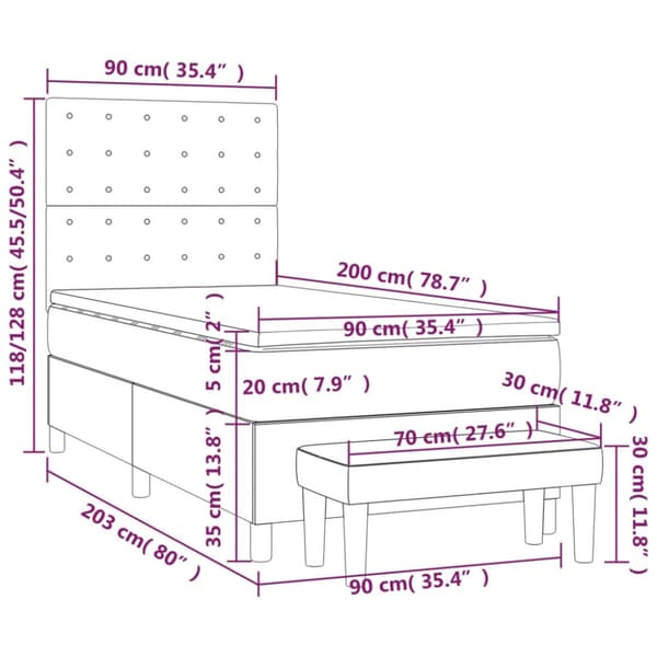 Ramsäng med madrass blå 90x200 cm tyg