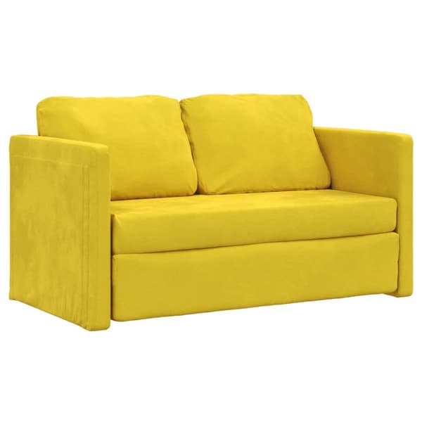 Golvbäddsoffa 2-i-1 mörkgul 122x204x55 cm sammet