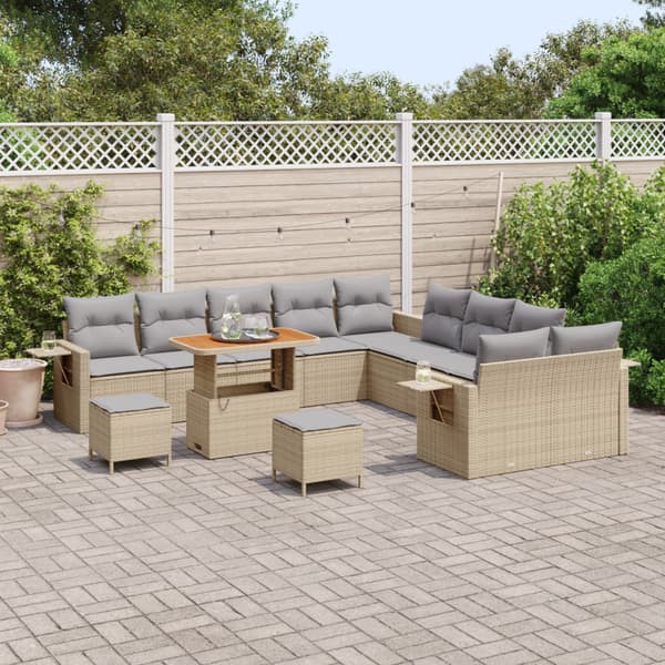 Trädgårdsoffset 13 pcs Beige konstrotting