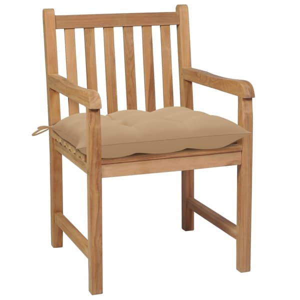 Trädgårdsstolar 8 st med beige dynor massiv teak