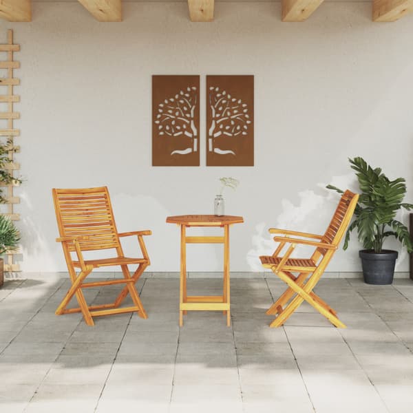 Fällbart bistroset 3 pcs Brun Massivt Akaciaträ