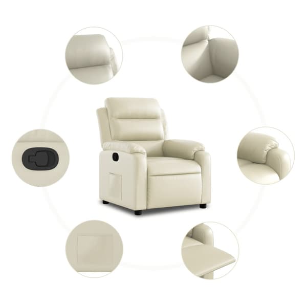 Reclinerfåtölj gräddvit konstläder