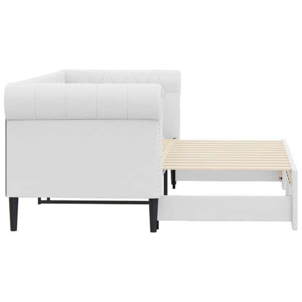 Dagbädd utdragbar vit 90x200 cm konstläder
