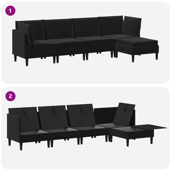 Möbelset för vardagsrummet med kudde 5 pcs Svart Sammet