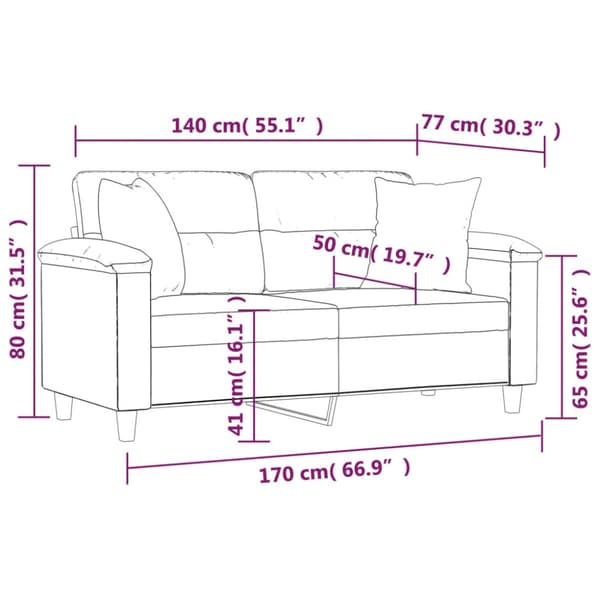 2-sitssoffa med prydnadskuddar beige 140 cm mikrofibertyg