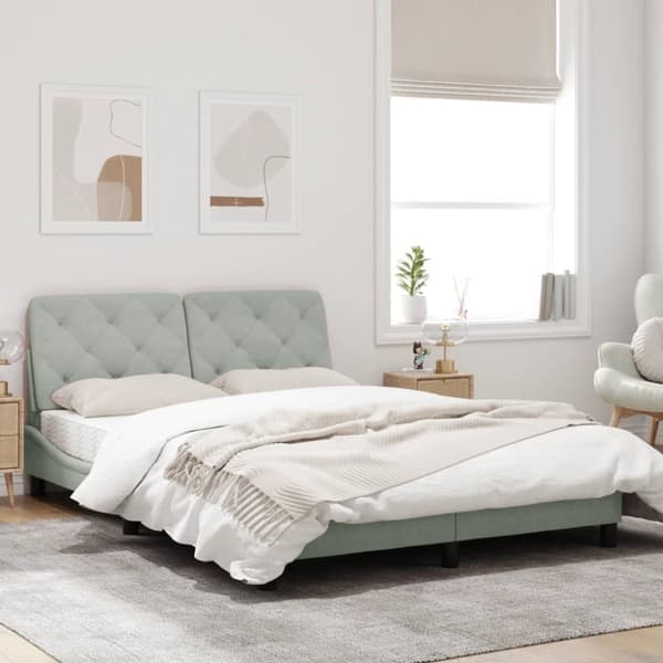 Bed Frame without Mattress Light Grey 140x190 cm Velvet