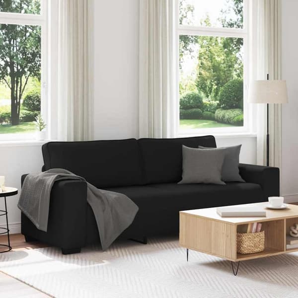 3-sitssoffa svart 220x77x82 cm tyg