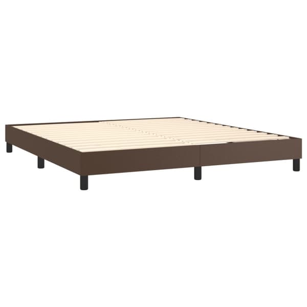 Boxspring-sängram brun 180x200 cm konstläder