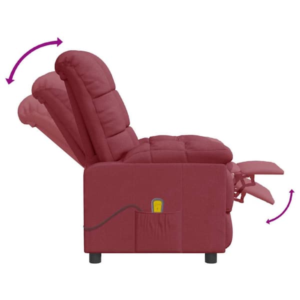 Massagefåtölj vinröd tyg
