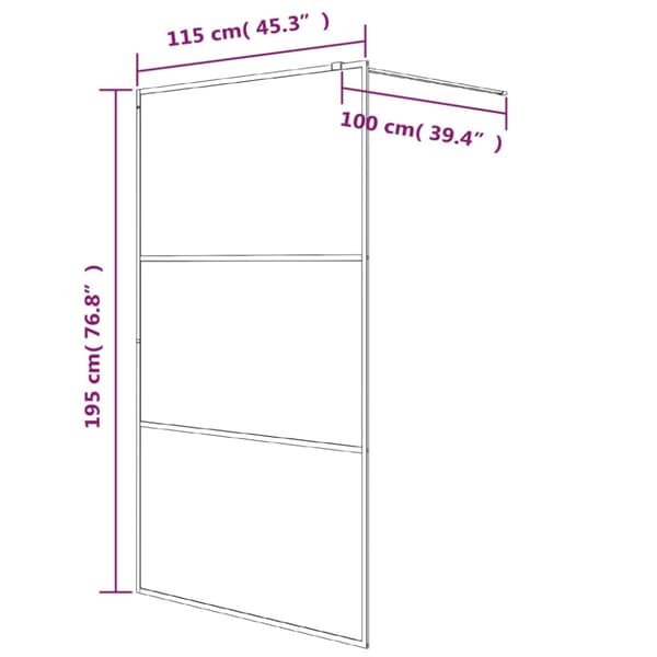 Duschvägg silver 115x195 cm halvfrostat ESG-glas
