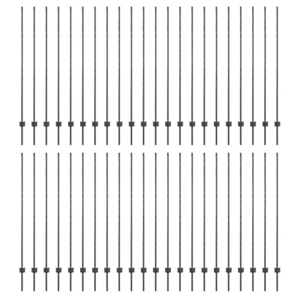 Stängselstolpe 44 pcs Grå 200 cm Stål