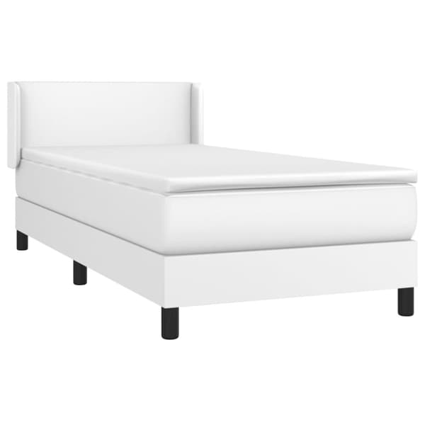 Ramsäng med madrass vit 90x200 cm konstläder