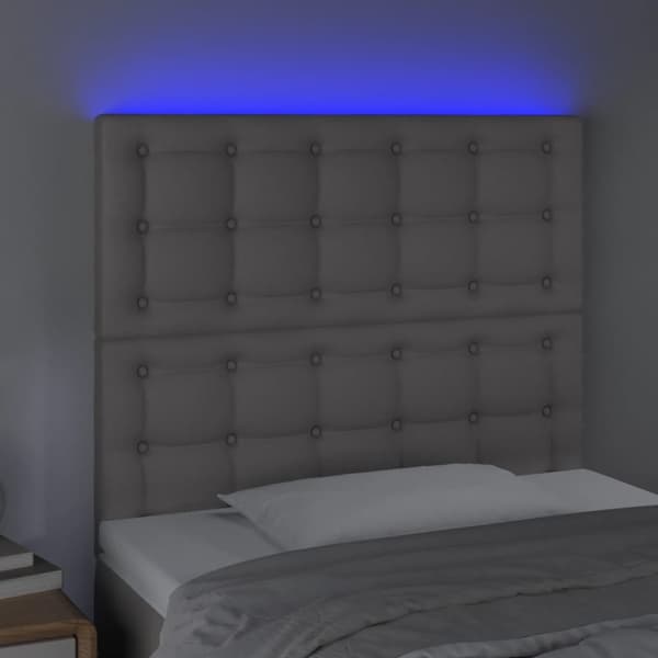 Sänggavel LED grå 90x5x118/128 cm konstläder