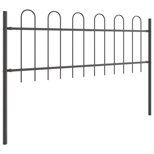 Trädgårdsstängsel 4 pcs Grå 6,8 x 0,6 m Pulverlackerad stål