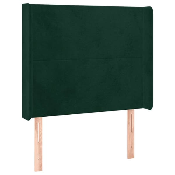 Ramsäng med madrass & LED mörkgrön 100x200 cm sammet