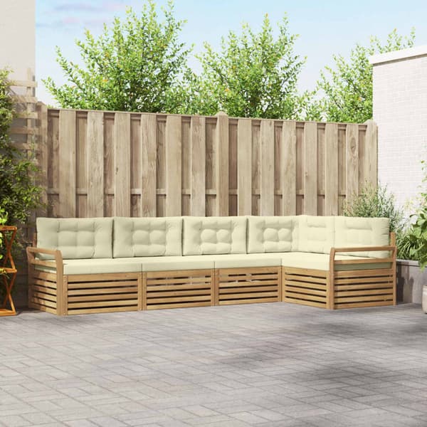 Utomhussoffset 5 pcs Vit och grädde 329 x 170,5 x 73 cm
