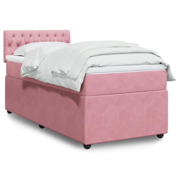 Ramsäng med madrass rosa 100x200 cm sammet