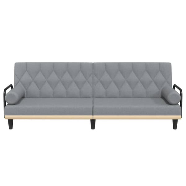 Bäddsoffa med armstöd ljusgrå tyg