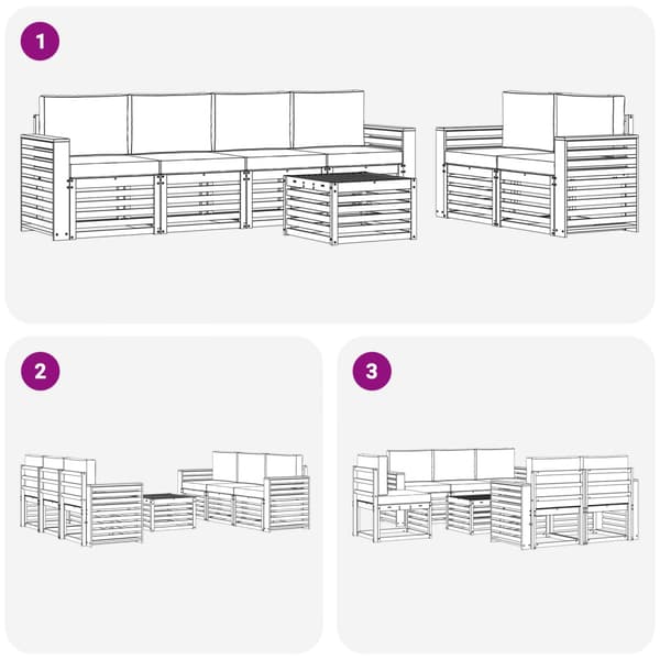 Utomhussoffset med kudde 7 pcs Vit och antracit Polyester