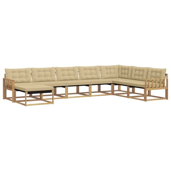 Utomhussoffset med kudde 8 pcs Vit och Beige