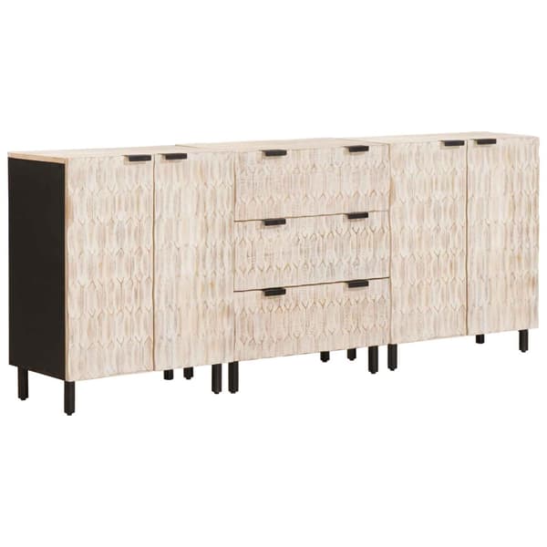 Sideboard 3 st 60 x 33 x 75 cm Massivt mangoträ