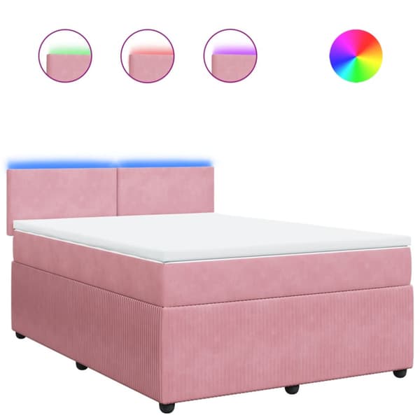 Ramsäng med madrass rosa 140x190 cm sammet