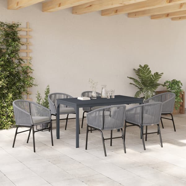 Trädgårdsmöbelset 7 pcs Grå konstrotting