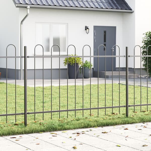 Trädgårdsstängsel 9 pcs Grå 15,3 x 1,2 m Pulverlackerad stål
