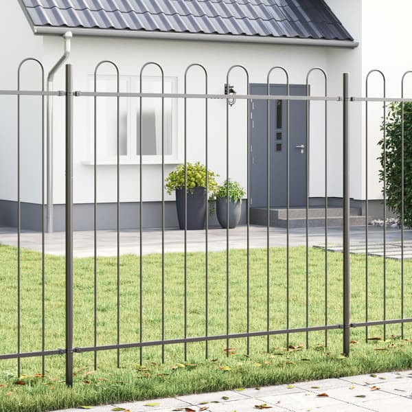 Trädgårdsstängsel 2 pcs Grå 3,4 x 1,5 m Pulverlackerad stål