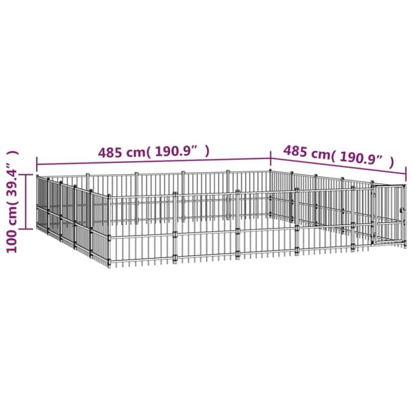 Hundgård för utomhusbruk stål 23,52 m²